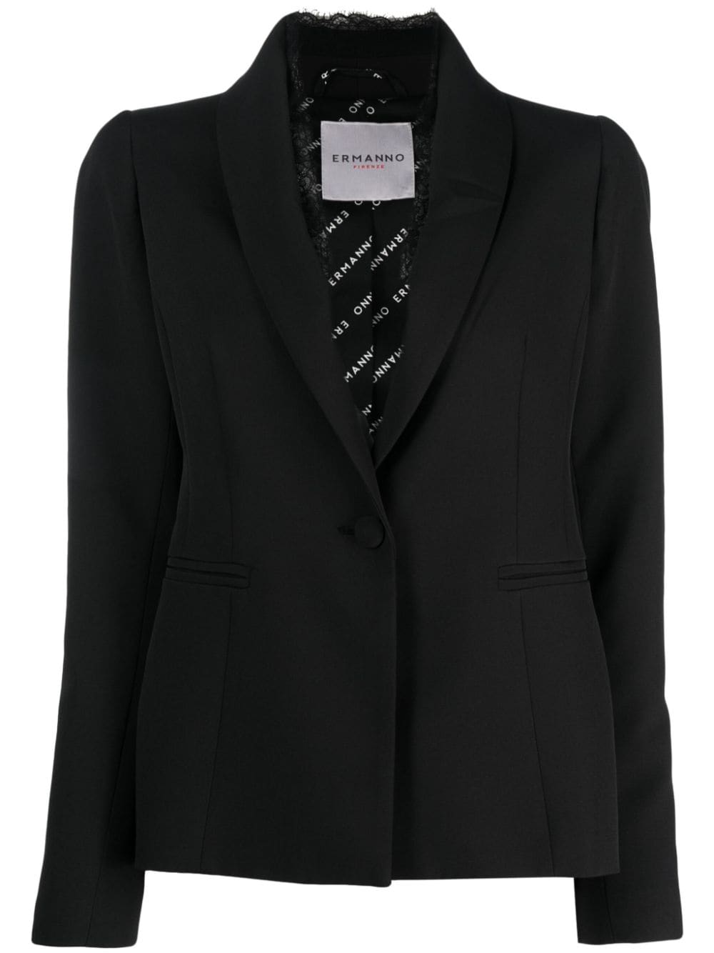 ERMANNO FIRENZE lace-trim single-breasted blazer - Black von ERMANNO FIRENZE