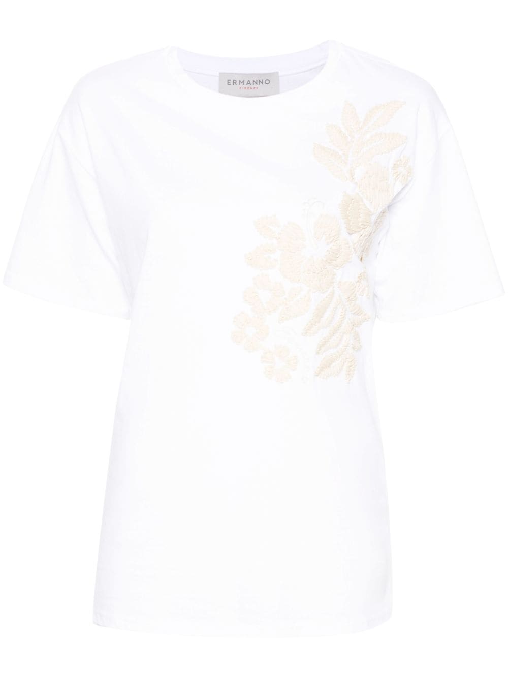 ERMANNO FIRENZE floral-embroidered T-shirt - White von ERMANNO FIRENZE