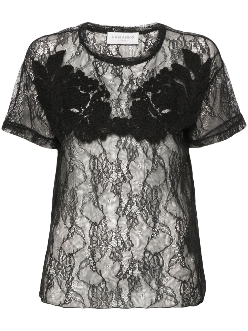 ERMANNO FIRENZE floral-embroidery lace blouse - Black von ERMANNO FIRENZE