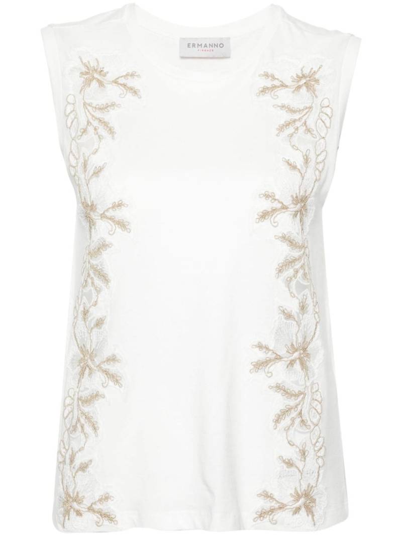 ERMANNO FIRENZE floral-lace sleeveless T-shirt - White von ERMANNO FIRENZE