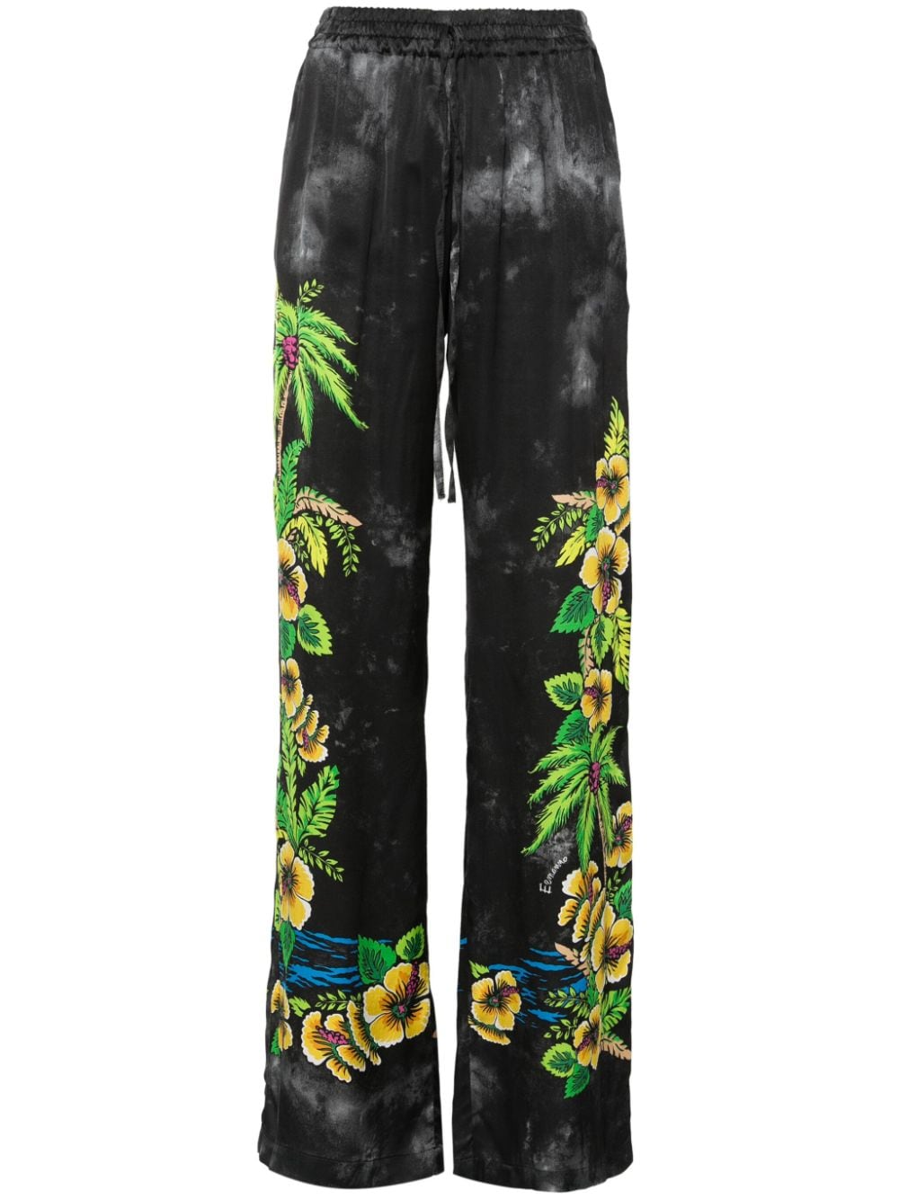 ERMANNO FIRENZE floral-print straight-leg trousers - Black von ERMANNO FIRENZE