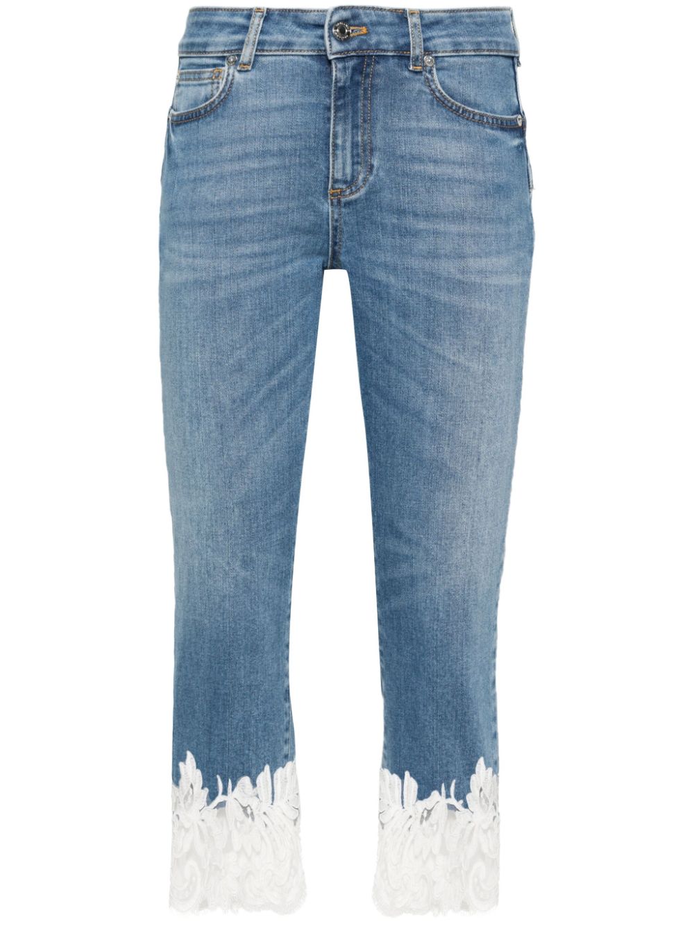ERMANNO FIRENZE lace-trim capri jeans - Blue von ERMANNO FIRENZE