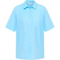 Linen Shirt Bluse in azurblau unifarben von ETERNA Mode GmbH
