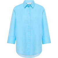 Linen Shirt Bluse in azurblau unifarben von ETERNA Mode GmbH