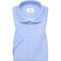 MODERN FIT Linen Shirt in azurblau unifarben von ETERNA Mode GmbH