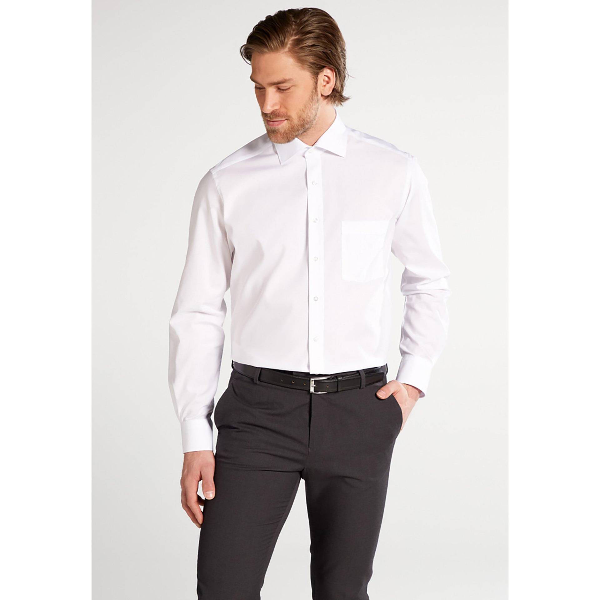 Hemd, Modern Fit, Langarm Herren Weiss 42 von ETERNA