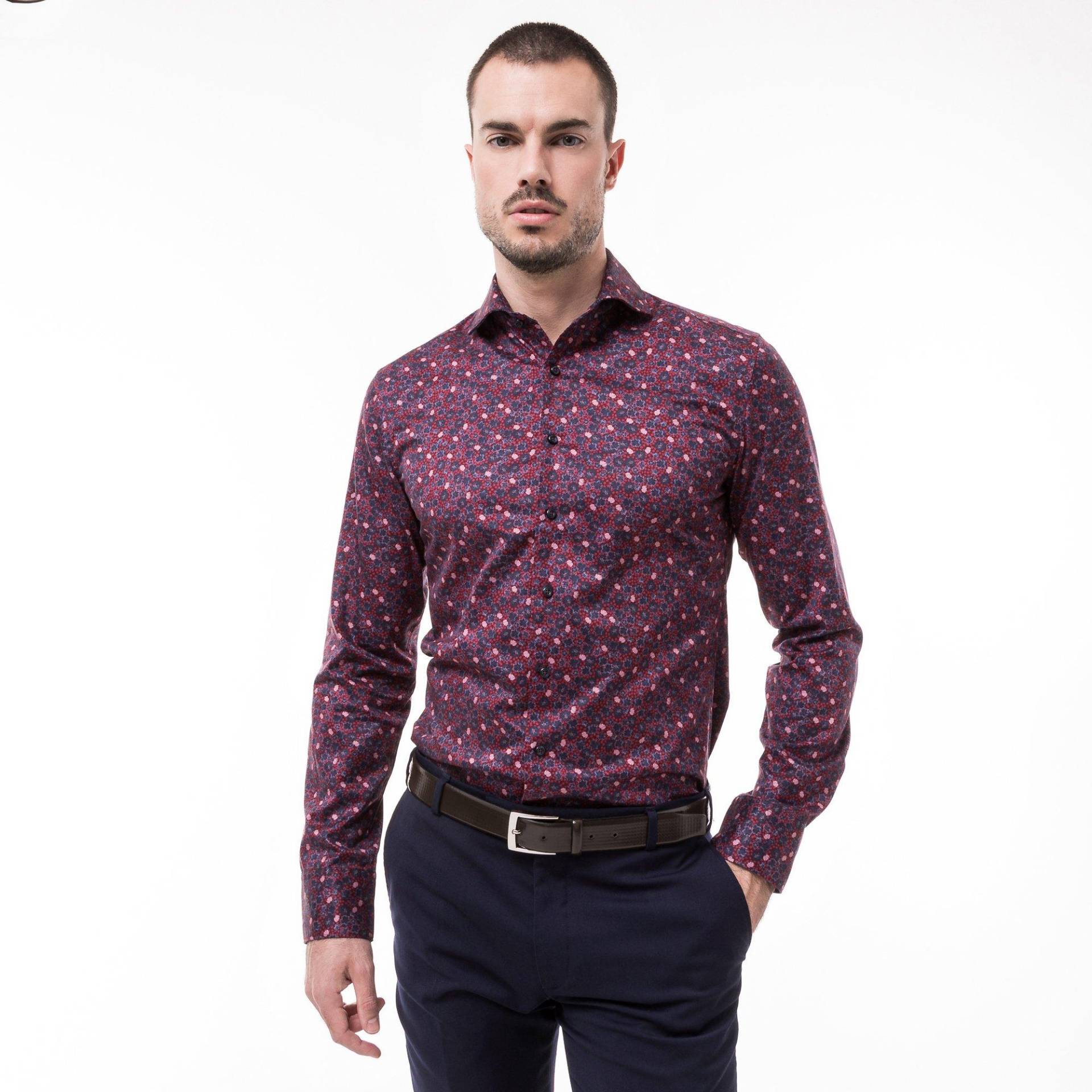 Hemd, Slim Fit, Langarm Herren Bordeaux 40 von ETERNA