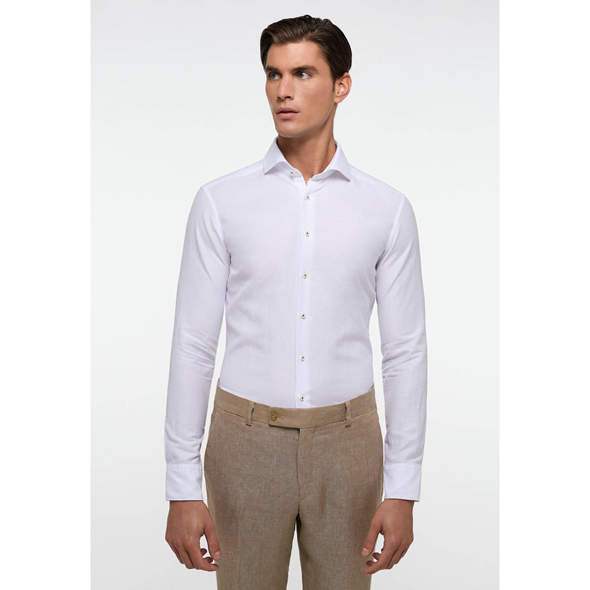 Hemd, Slim Fit, Langarm Herren Weiss 38 von ETERNA