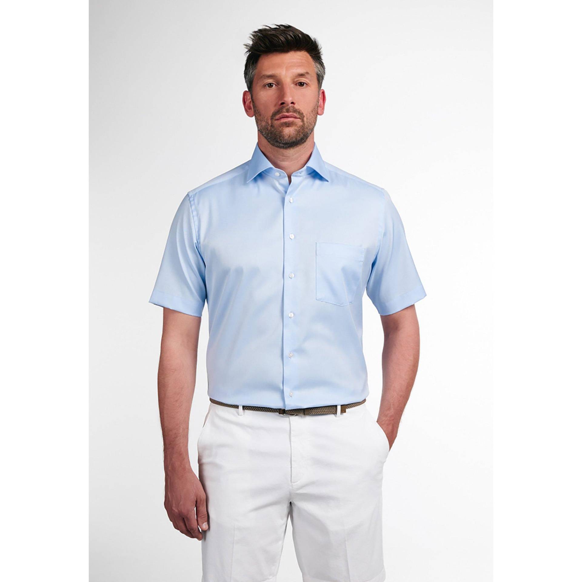 Hemd, Modern Fit, Kurzarm Herren Blau 43 von ETERNA