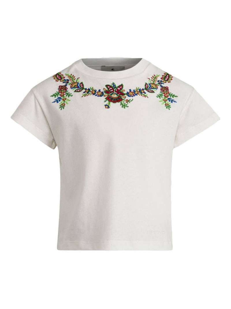 ETRO KIDS floral-embroidered cotton T-shirt - White von ETRO KIDS