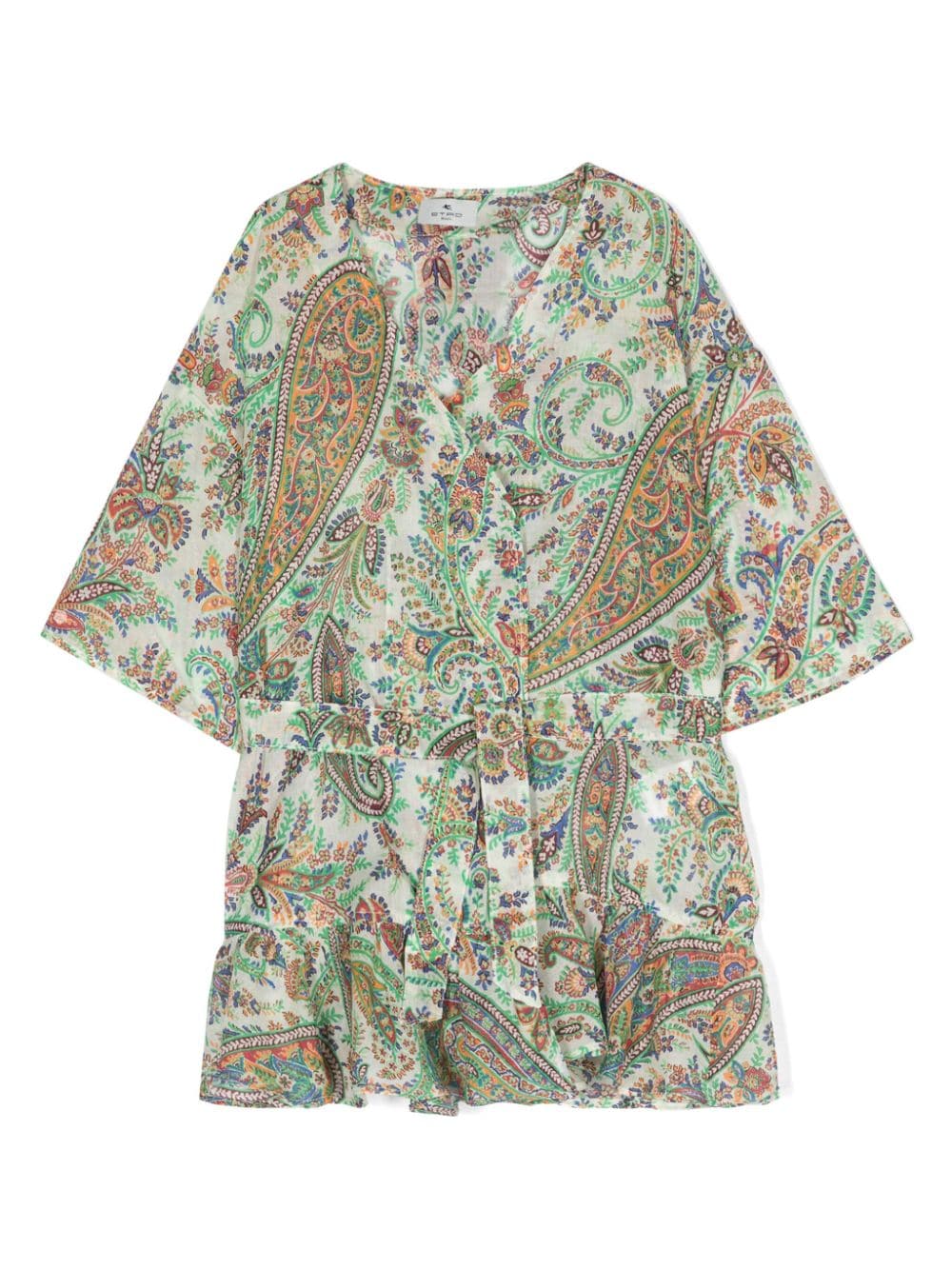 ETRO KIDS paisley-print cotton wrap dress - Green von ETRO KIDS