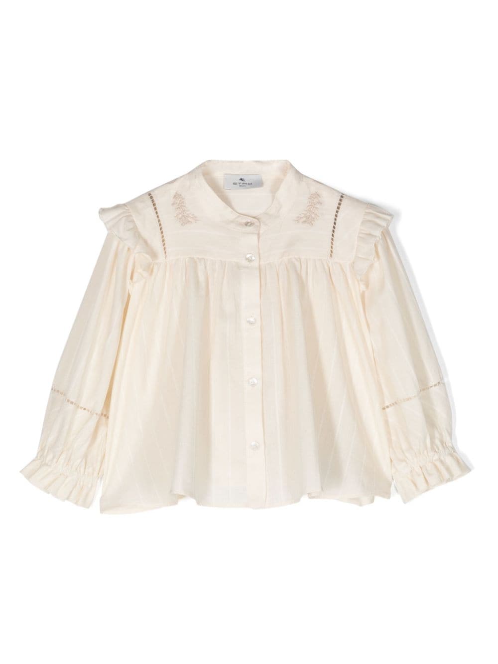 ETRO KIDS ruffled band-collar blouse - Neutrals von ETRO KIDS