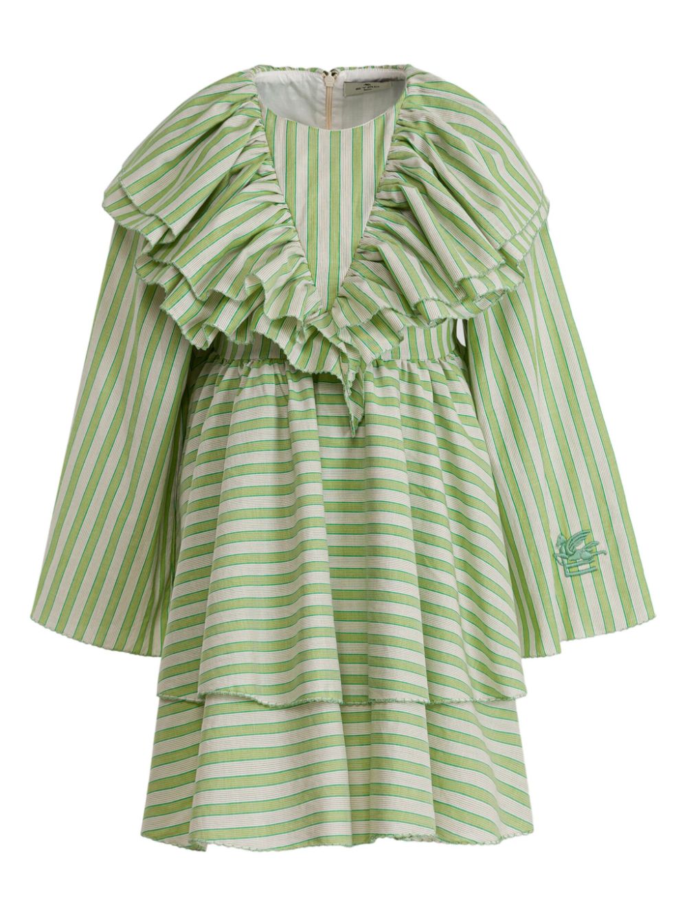 ETRO KIDS ruffled striped cotton dress - Green von ETRO KIDS