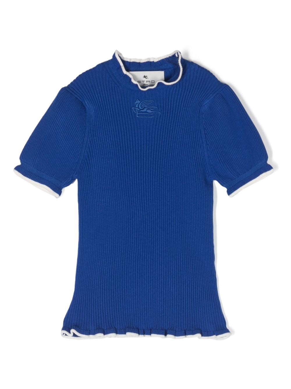 ETRO KIDS ruffled-trim ribbed-knit T-shirt - Blue von ETRO KIDS