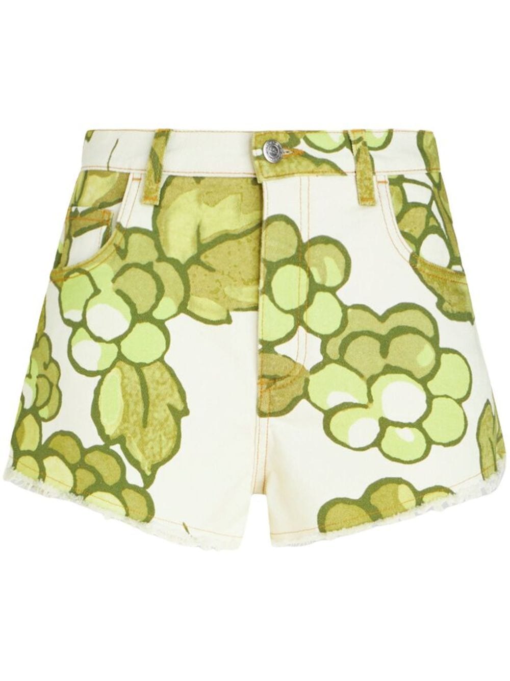 ETRO Berry-print denim shorts - Green von ETRO