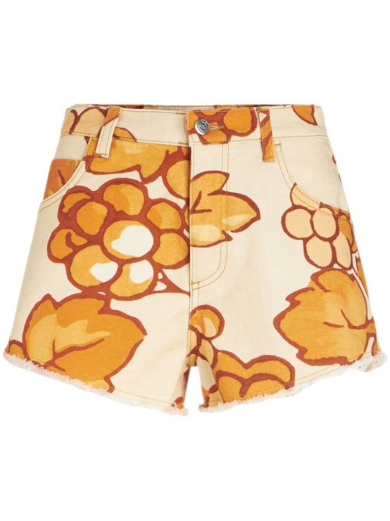 ETRO Berry-print denim shorts - Orange von ETRO