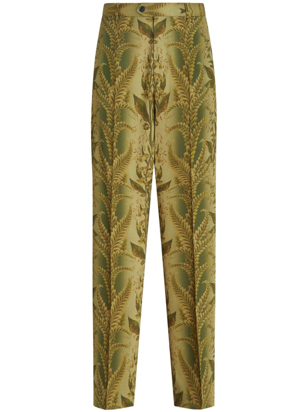 ETRO Foliage-jacquard tailored trousers - Green von ETRO