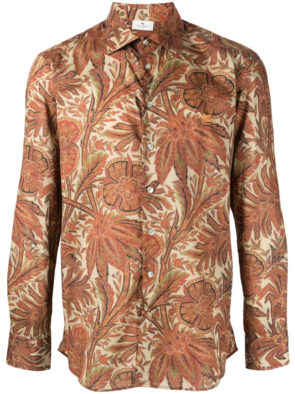ETRO Foliage-print Pegaso-motif cotton shirt - Orange von ETRO