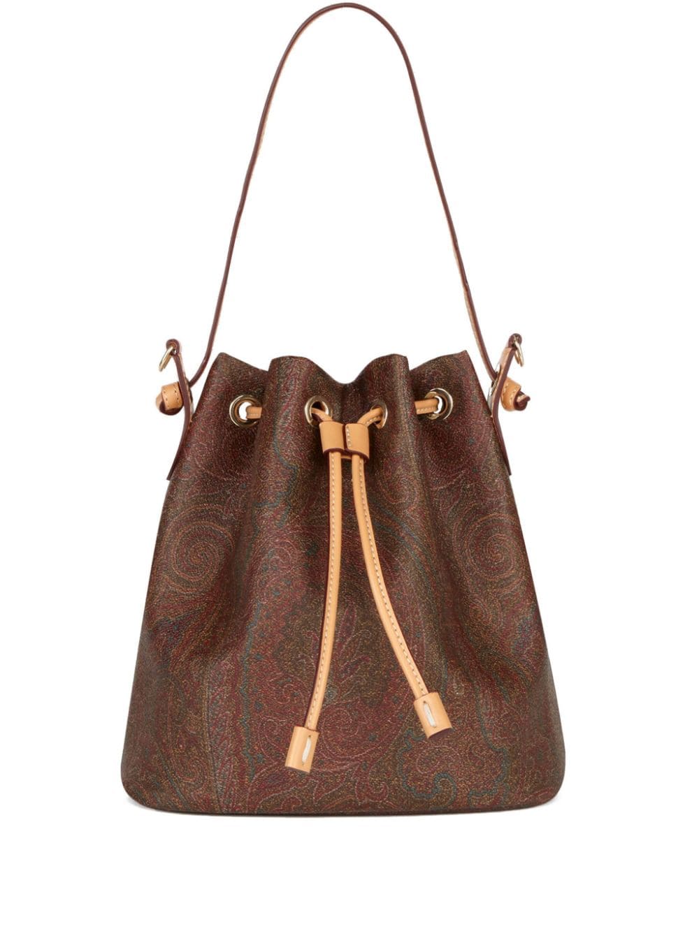 ETRO Paisley-print coated-finish bucket bag - Brown von ETRO