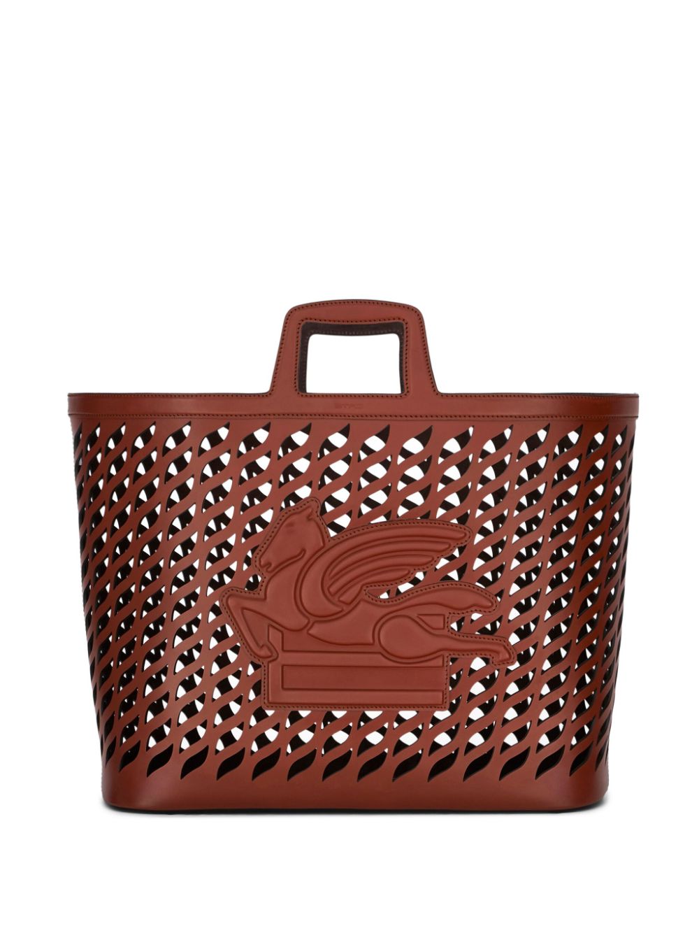 ETRO Pegaso-appliqué perforated tote bag - Brown von ETRO