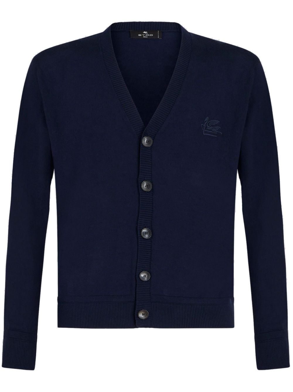 ETRO Pegaso-embroidered V-neck cardigan - Blue von ETRO