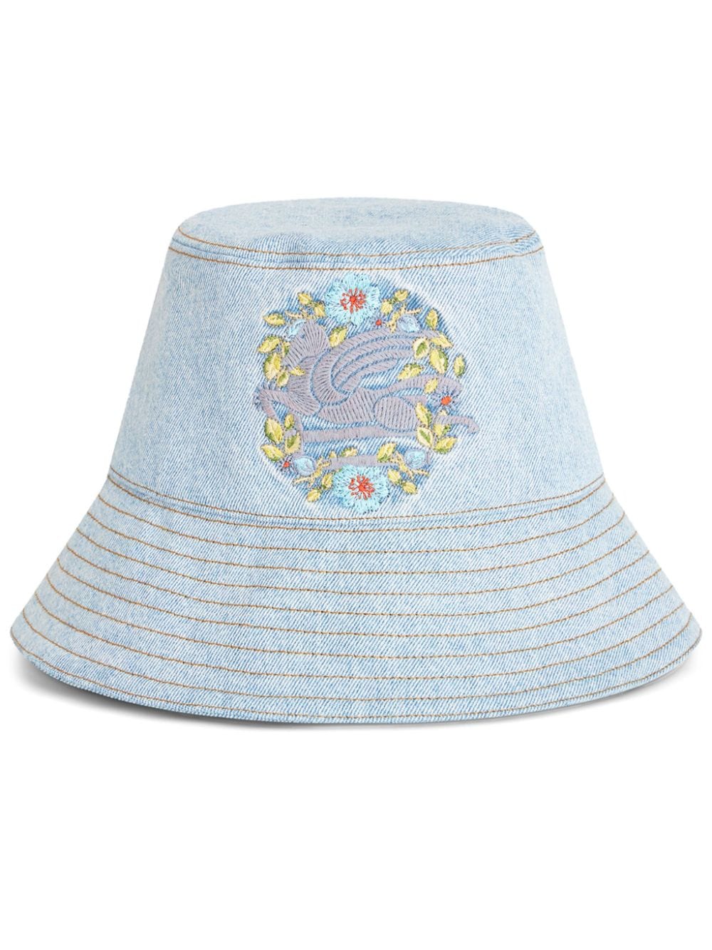 ETRO Pegaso embroidered denim bucket hat - Blue von ETRO