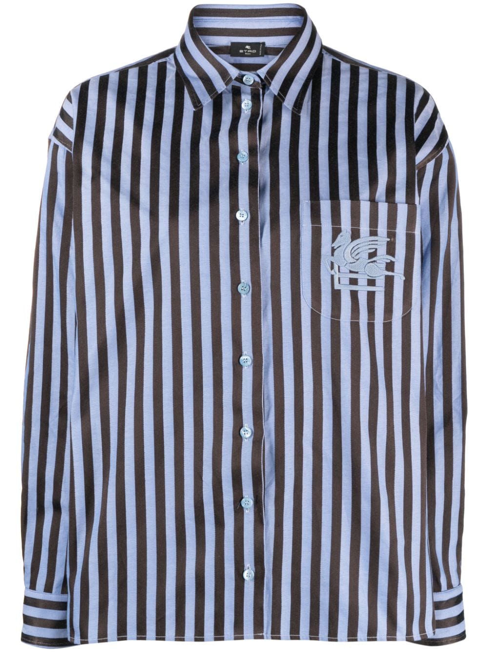 ETRO Pegaso-embroidered striped shirt - Blue von ETRO