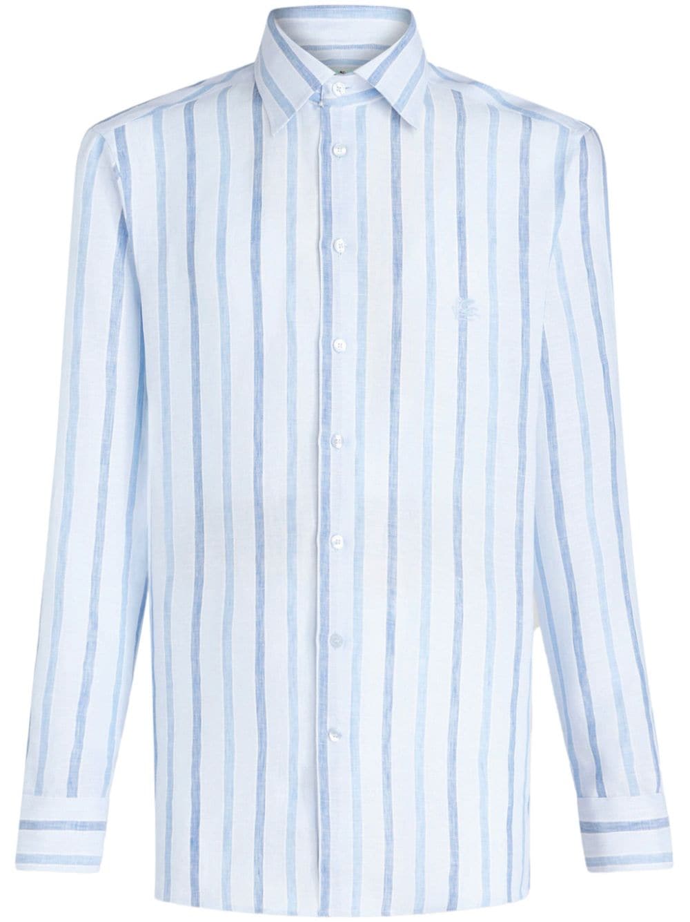 ETRO Pegaso-embroidered striped shirt - Blue von ETRO