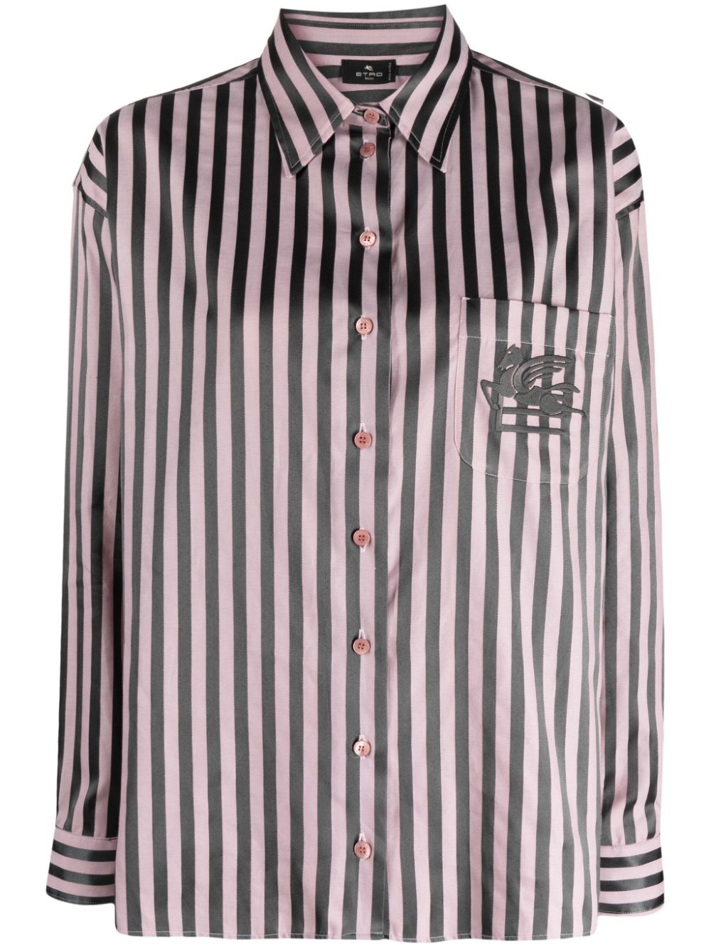 ETRO Pegaso-embroidered striped shirt - Pink von ETRO