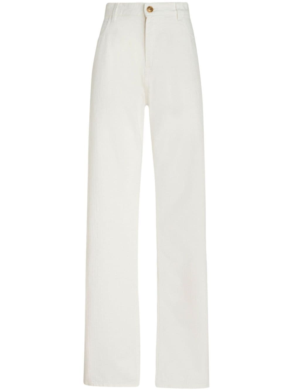 ETRO Pegaso-embroidered wide-leg jeans - White von ETRO