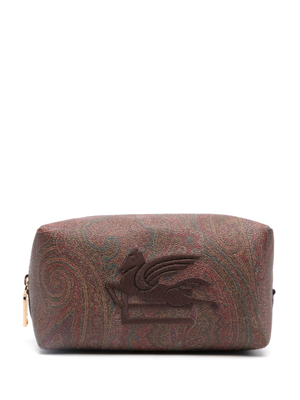 ETRO Pegaso-embroidered zipped wash bag - Brown von ETRO