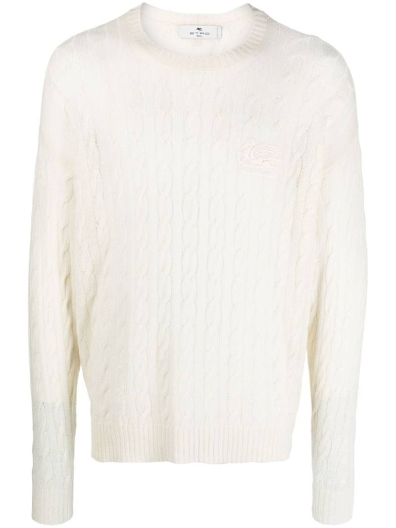ETRO Pegaso-motif cable-knit jumper - White von ETRO