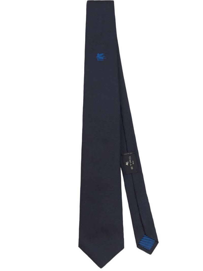 ETRO Pegaso motif-embroidered silk tie - Blue von ETRO