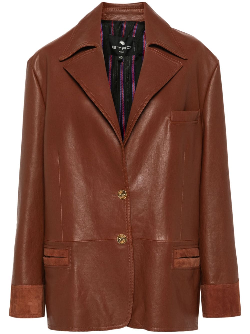 ETRO Pegaso-motif leather jacket - Brown von ETRO