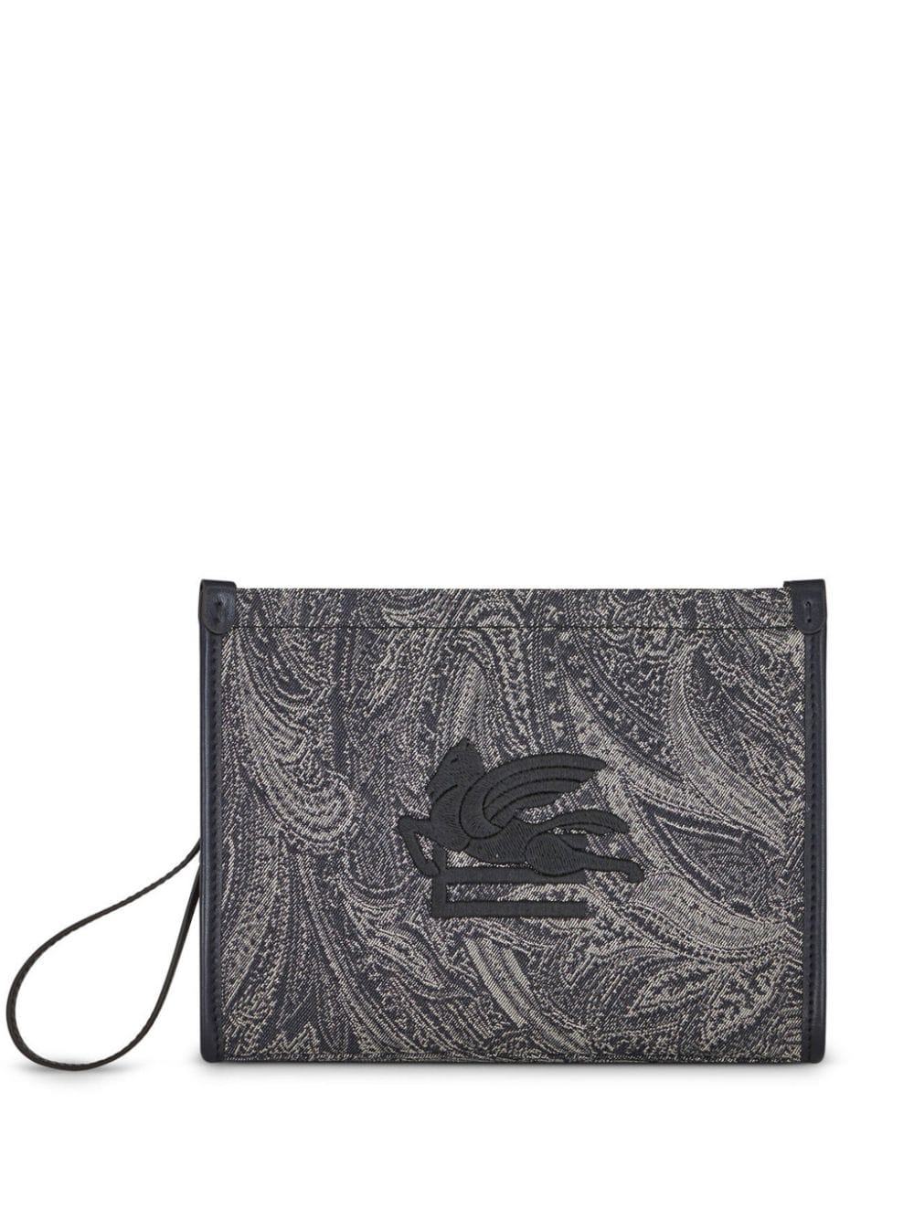 ETRO Pegaso-motif paisley clutch bag - Black von ETRO