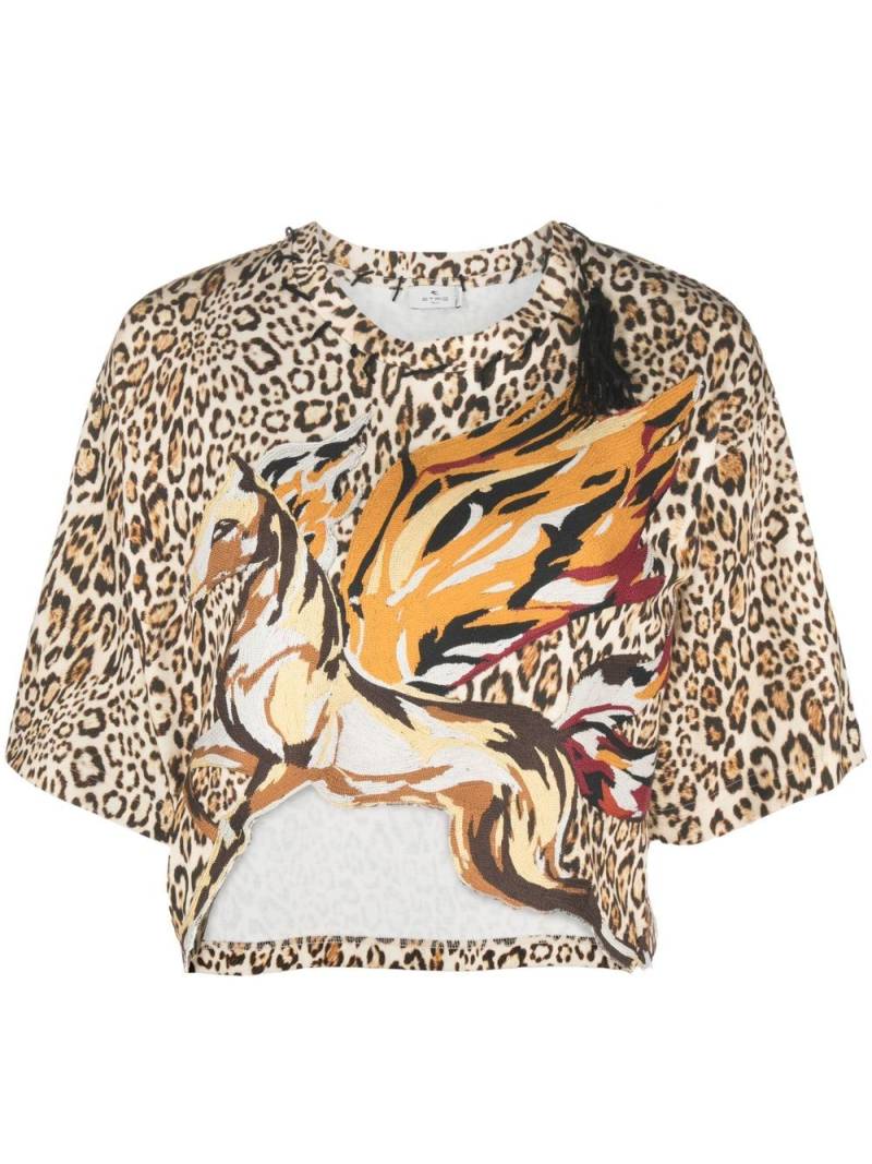 ETRO Pegaso-patch leopard-print T-shirt - Neutrals von ETRO