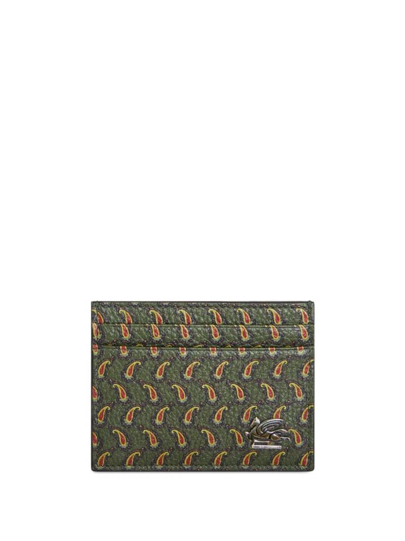 ETRO Pegaso-plaque paisley-print cardholder - Green von ETRO