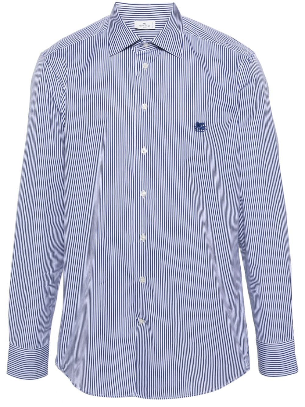 ETRO Pegaso striped cotton shirt - Blue von ETRO