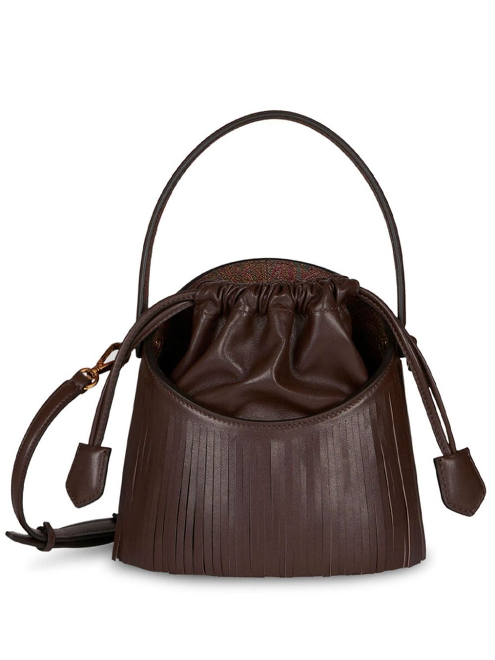 ETRO Saturno fringed leather mini bag - Brown von ETRO