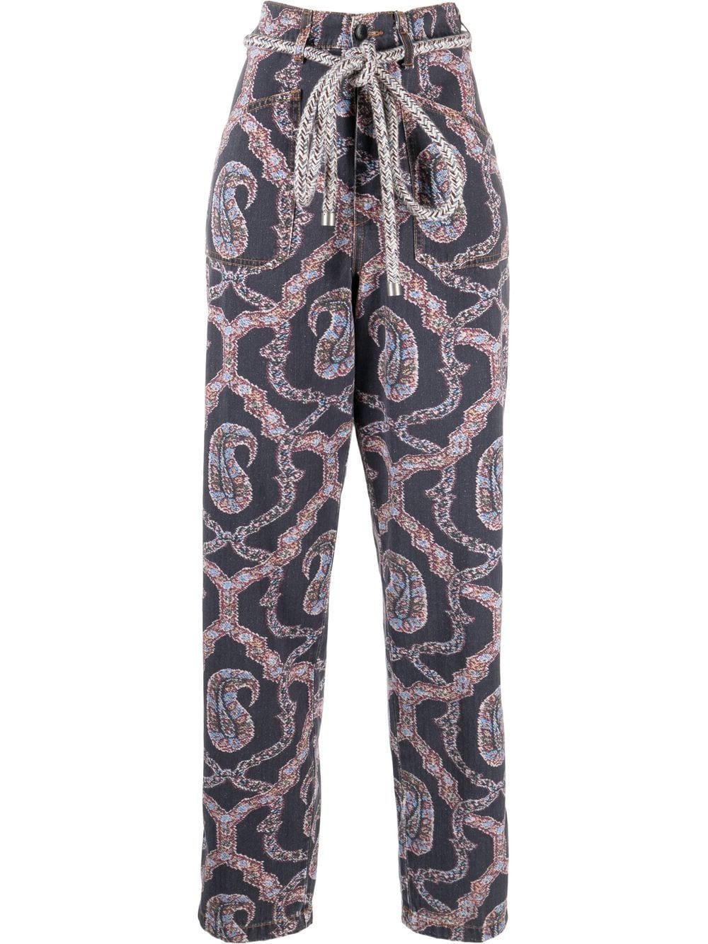 ETRO abstract-pattern tapered-leg trousers - Blue von ETRO