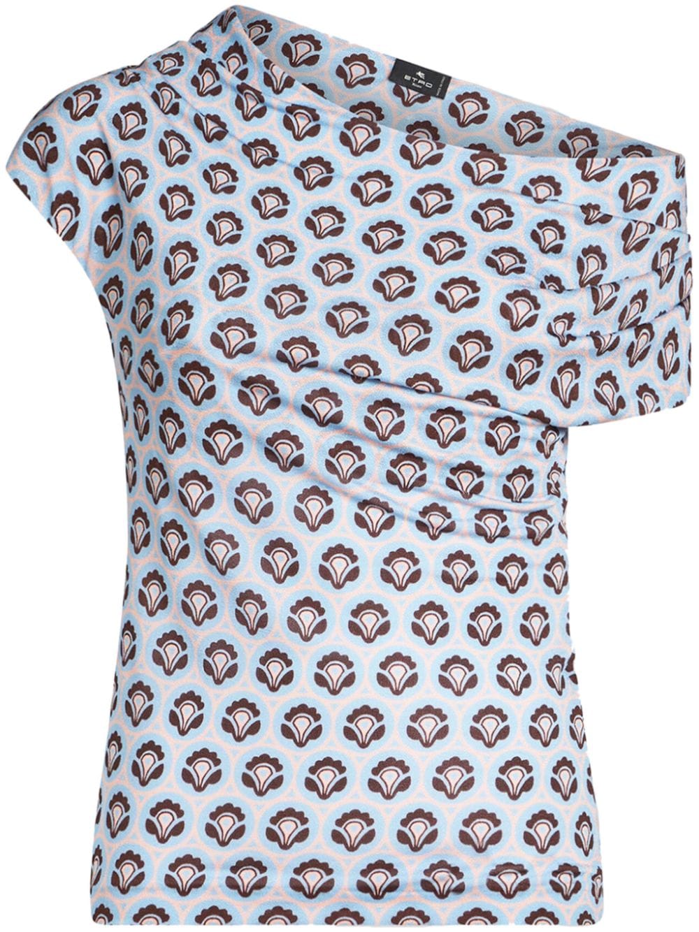 ETRO abstract-print asymmetric top - Blue von ETRO