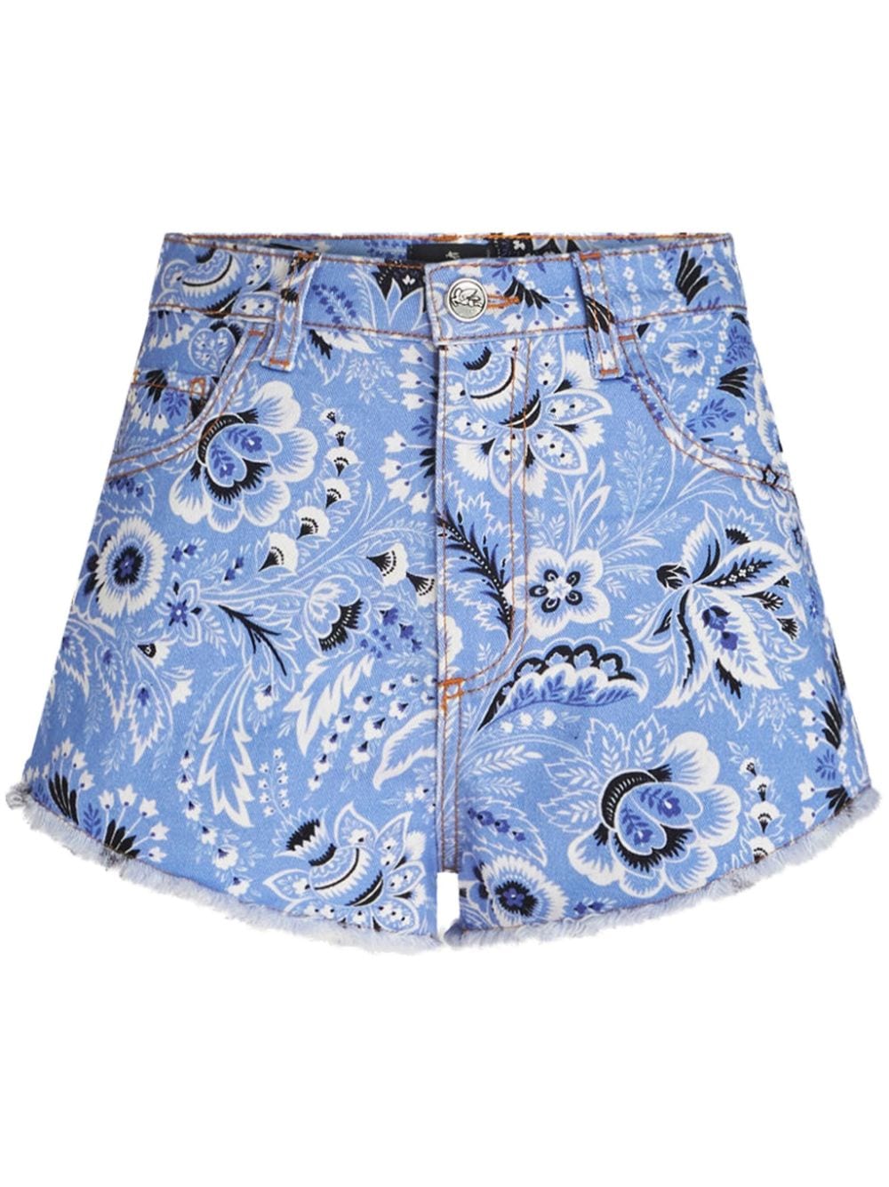 ETRO bandana-print denim shorts - Blue von ETRO