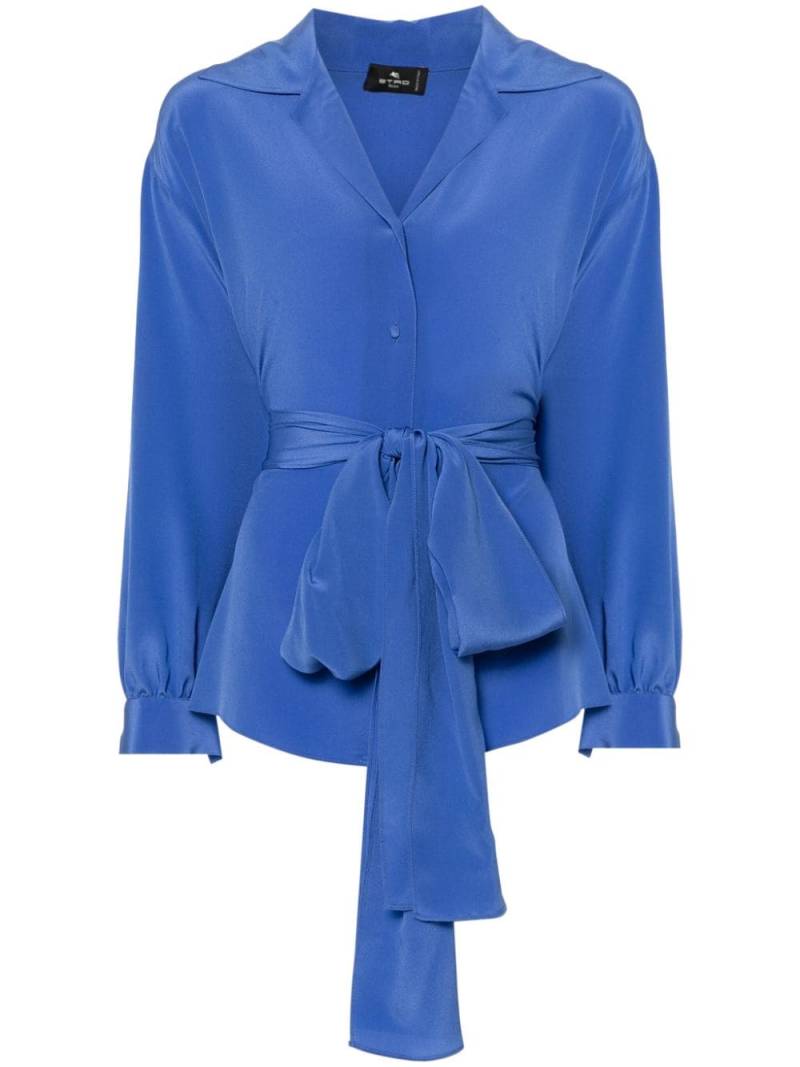 ETRO belted silk shirt - Blue von ETRO