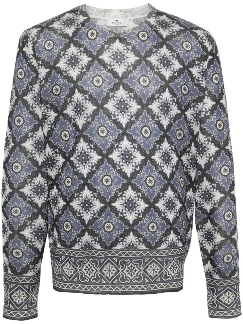 ETRO brushed patterned-jacquard jumper - Black von ETRO