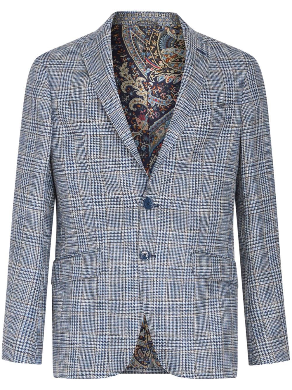 ETRO checked houndstooth blazer - Blue von ETRO