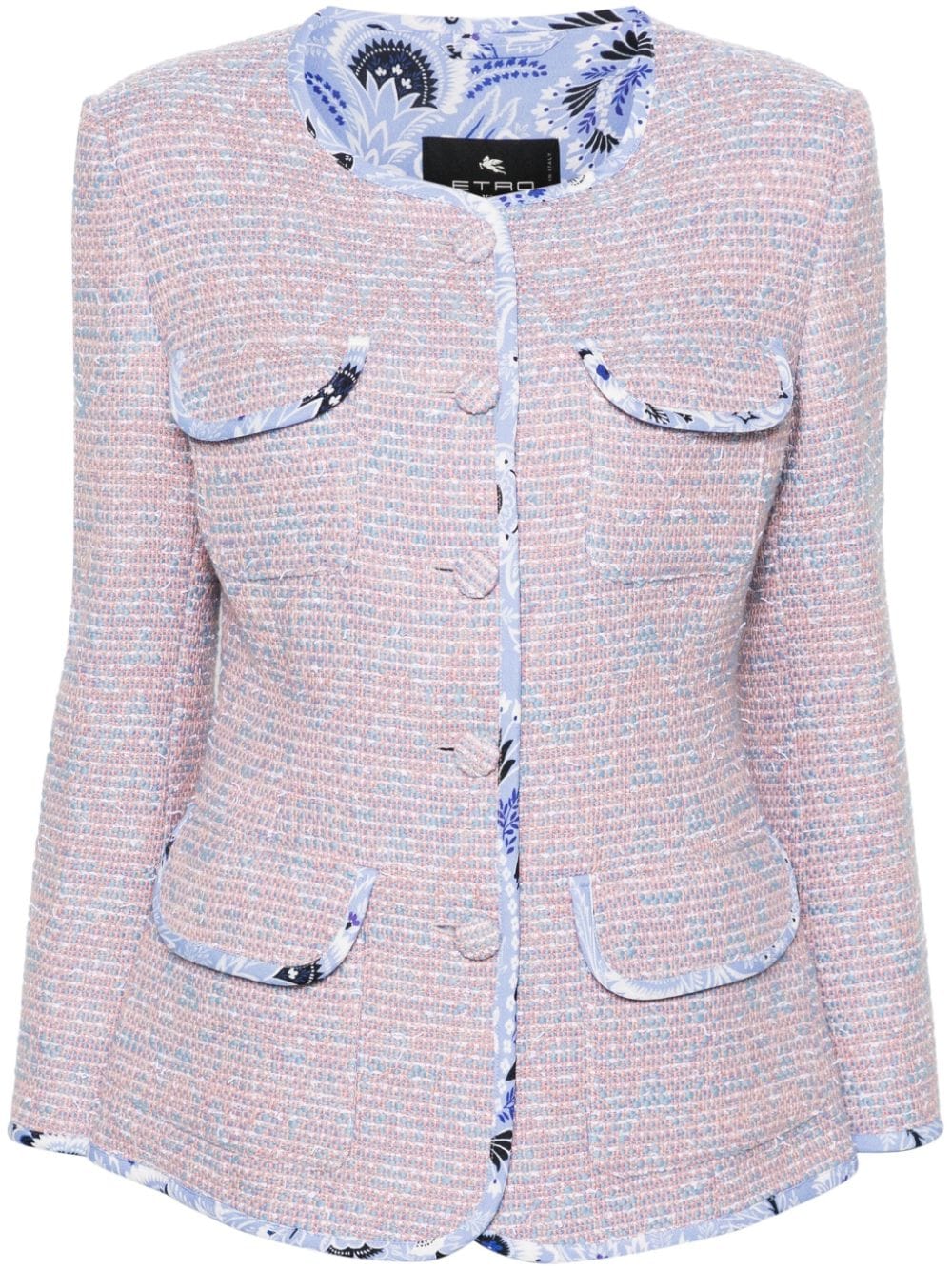 ETRO paisley-trim tweed jacket - Pink von ETRO