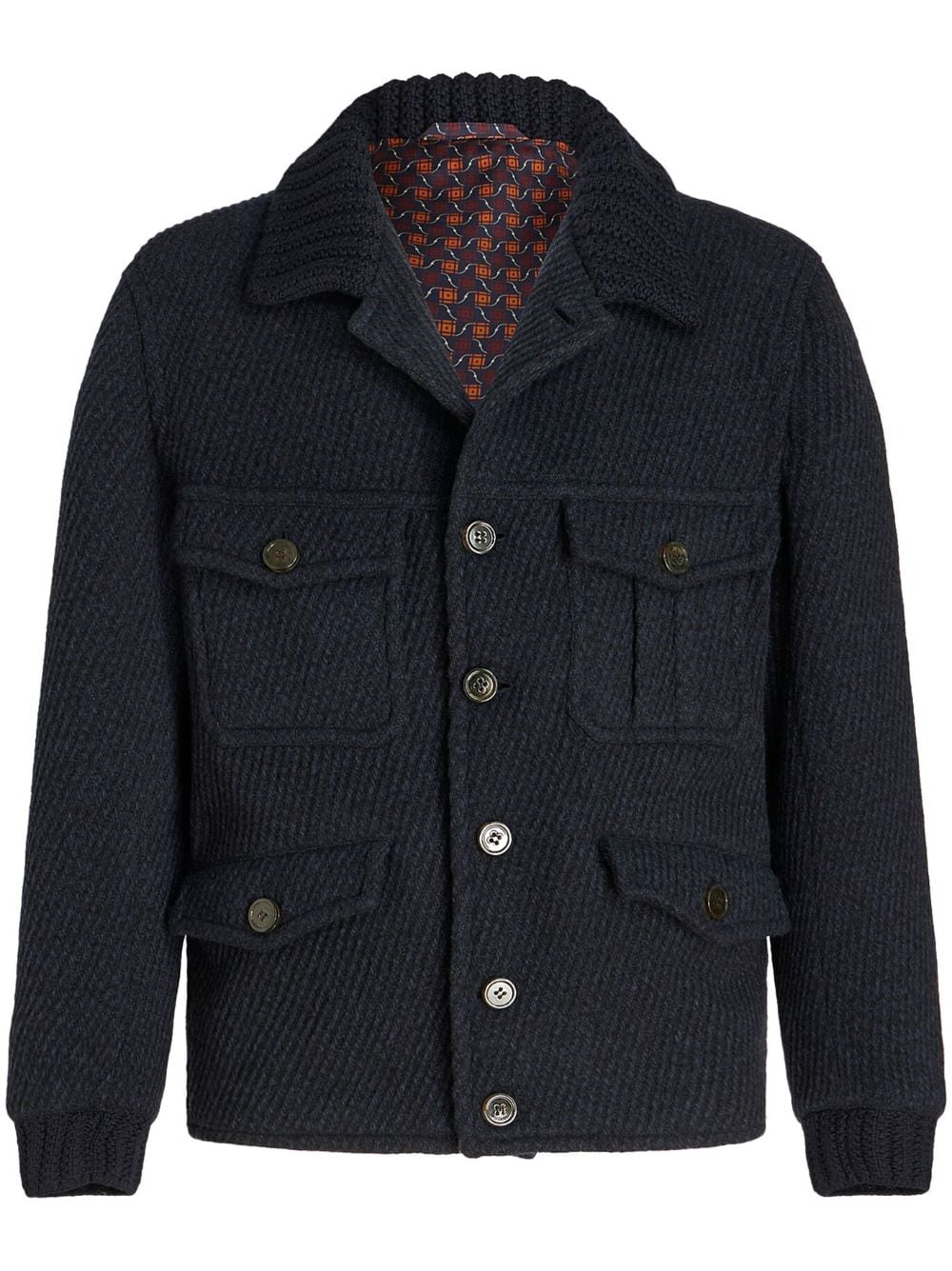 ETRO contrasting-trim wool blend bomber jacket - Black von ETRO