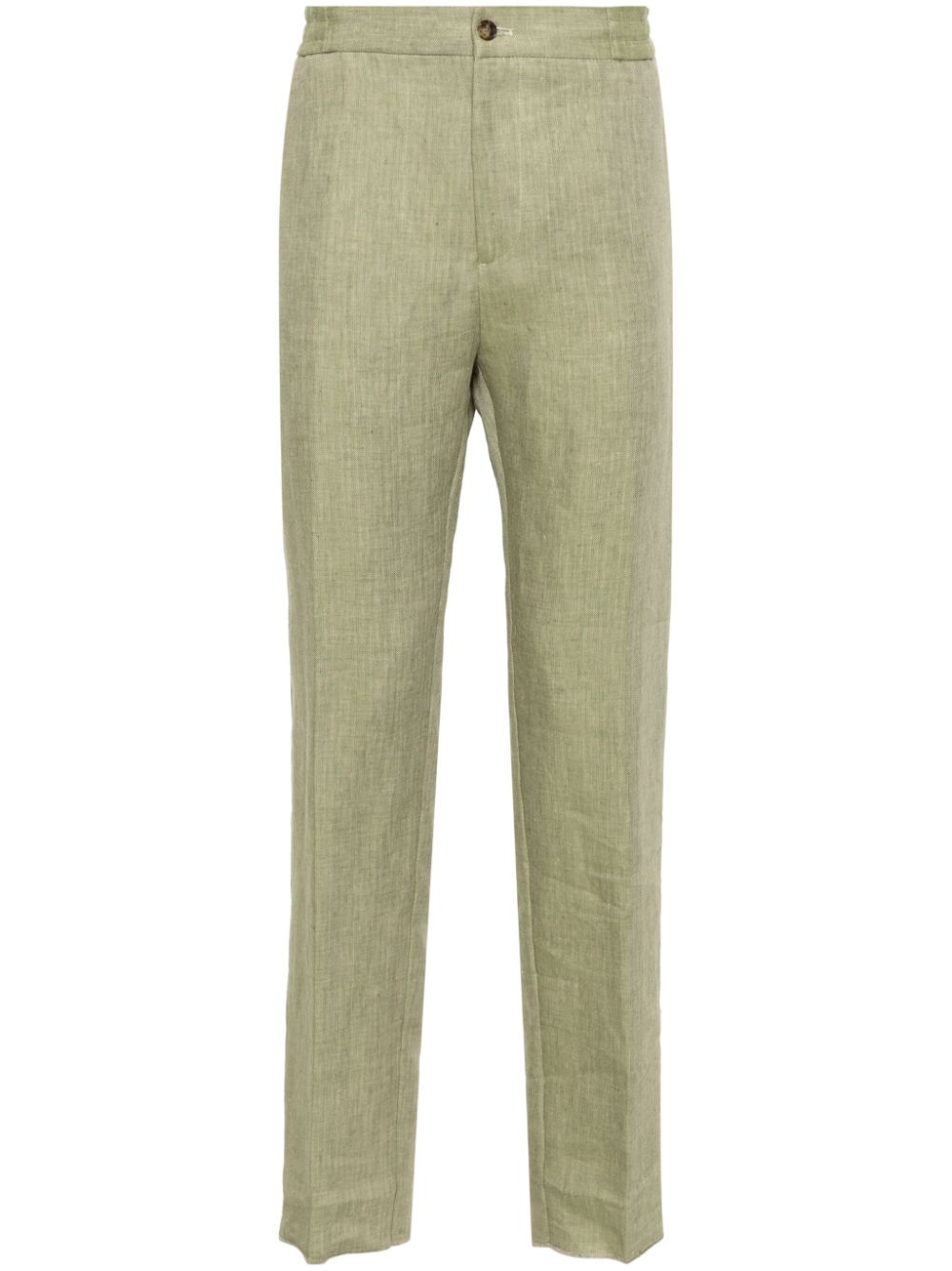 ETRO drawstring linen tapered trousers - Green von ETRO