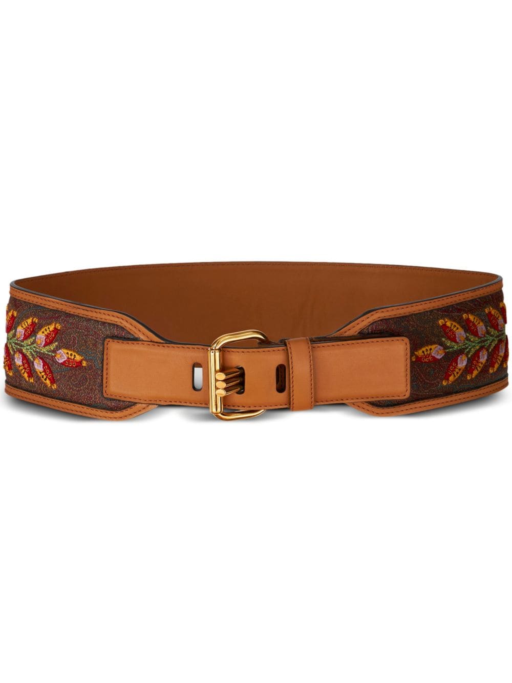 ETRO embroidered buckle-fastening belt - Brown von ETRO