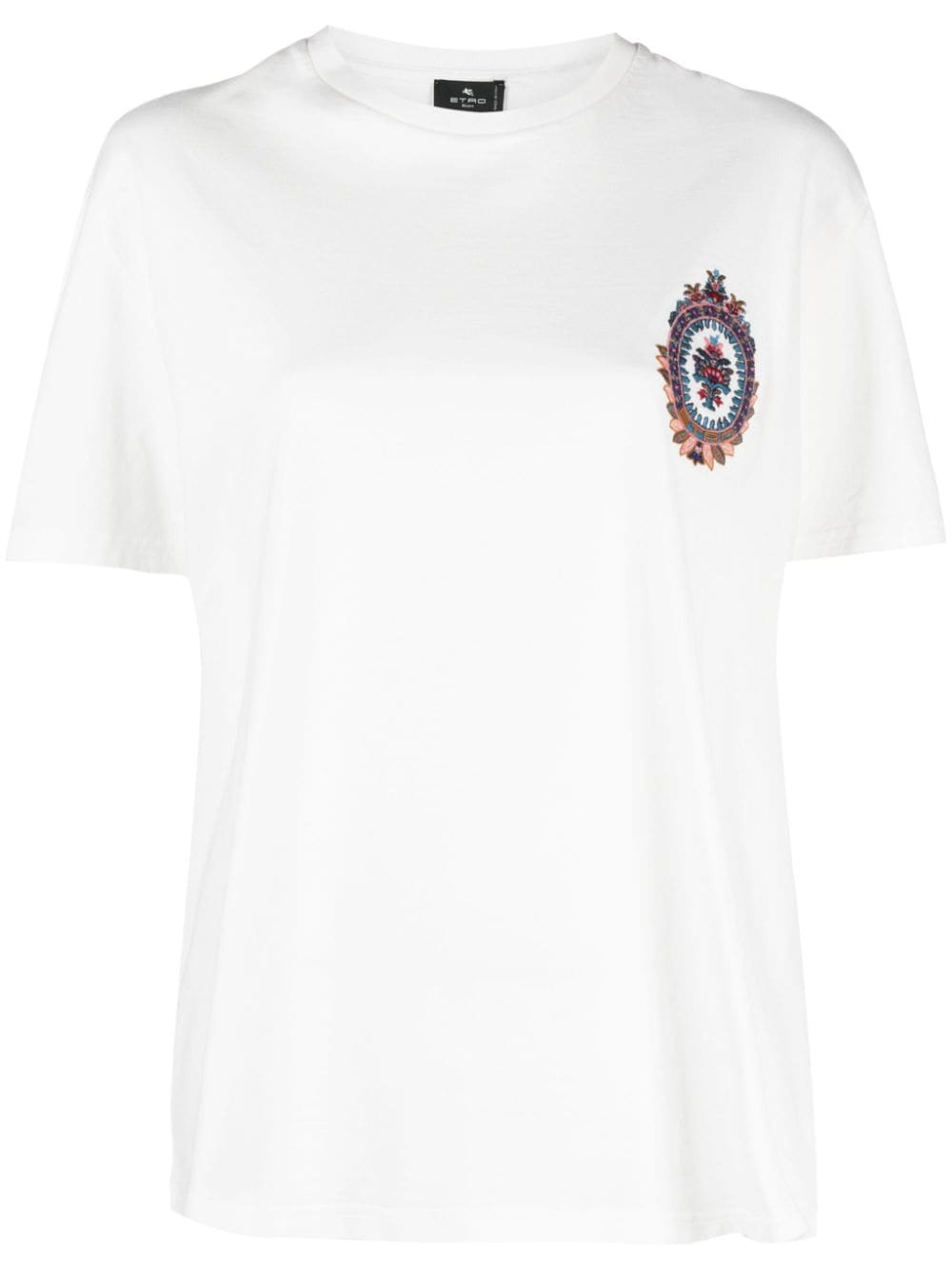 ETRO embroidered-crest cotton T-shirt - White von ETRO